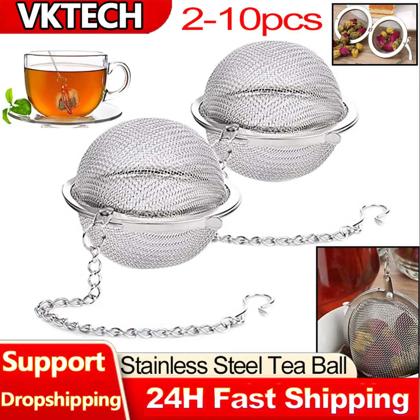 Loose Leaf Tea Infuser - 2-10 adet paslanmaz çelik top Mesh