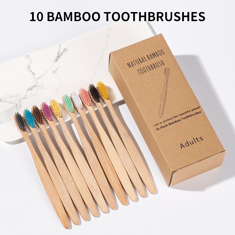 Bamboo Toothbrush Set - 10PCS Bambu Diş Fırçası Seti -